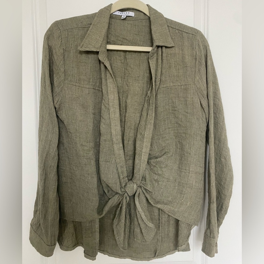 tie front collared blouse
